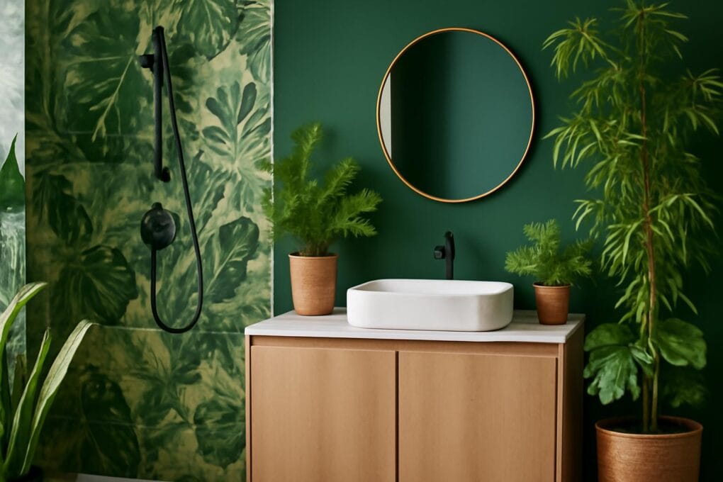 azienka w stylu jungle kolory materia y i rosliny 2 1